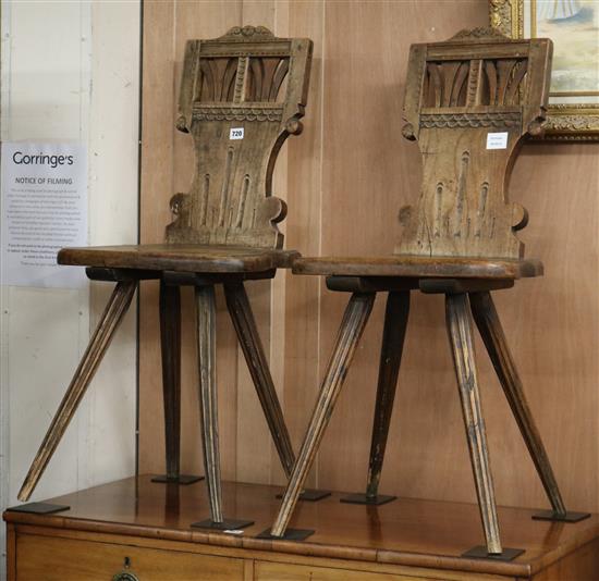 A pair of early 19th century Tyrolean hall chairs